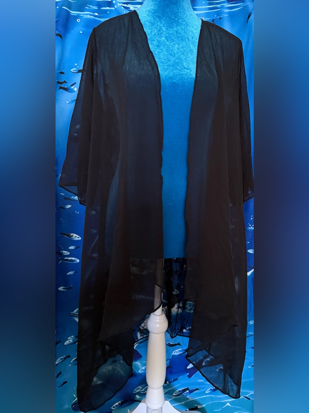 Sheer Black netted Kimono Cardigan